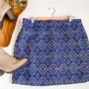 J. Crew Tapestry Style Mini Skirt Blue 12